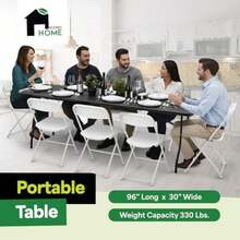 Folding Table With Handle Heavy-Duty Foldable Table Portable Table For Indoor And Outdoor Use Perfect For Events, Camping, Parties, Dining And More - Black - View 4