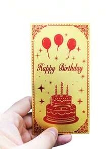 6pcs Birthday Gift Money Envelope, Thickened Hard Glitter Cardstock, Golden Foil Stamping, Frosted Glossy End, Birthday Cake Pattern, Available In Golden/Red/Burgundy, Suitable For Birthday Parties And Gift Giving - Birthday Red Envelope - View 5