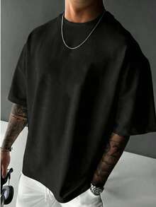 Men's Summer Fashion Versatile Mask Brain Print Crew Neck Short Sleeve T-Shirt - Black - View 2