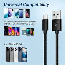 5-Pack 1m Nylon Braided USB-A To Type-C Charging Cable Set, Multi-Color Fast Charging Data Cable, Anti-Tangle Durable Phone Charging Cable, Compatible With Samsung Galaxy, Pixel, Android Type-C Devices, Suitable For Home, Office, Travel - Multicolor - View 6