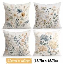 4 cái/1 cái vỏ gối họa tiết hoa màu nước phong cách mộc mạc, in một mặt, phù hợp cho phòng khách, phòng ngủ, trang trí nhà cửa, dùng cho mọi mùa - Nhiều màu - Xem 15