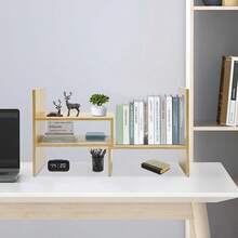 GDAE10 Desktop Bücherregal, Schreibtisch-Regal-Organizer aus Holz 60X17X35CM, Flexible Anpassung Regal, für Büro Arbeitszimmer Schlafzimmer a nice gift for friend - Standard - Übersicht 2