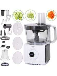 Adler محضر الطعام، آلة المطبخ 12 في 1، محضر طعام متعدد الوظائف مع شاشة LCD - 7 سرعات، 4 برامج تلقائية، أداة تقطيع حلزونية، مطحنة، وعاء 3.5 لتر، 16500 دورة في الدقيقة - قابس اتحاد أوروبي نوع E (220 إلى 240 فولت) - مشاهدة 5