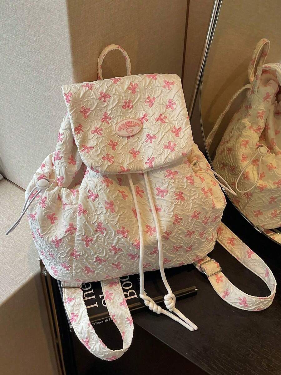 New Teen Girls' Backpack, Super Fashion Bow Handbag, Versatile And Large Capacity.