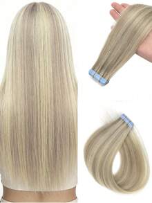 20pcs/Pack Tape-In Hair Extensions, Human Hair, 12-24 Inches, Invisible Tape-In Hair Extensions, Seamless Double-Sided Tape Hair Extensions, Human Hair Tape-In Hair Extensions, Christmas Hair Extensions - Multicolor - View 41