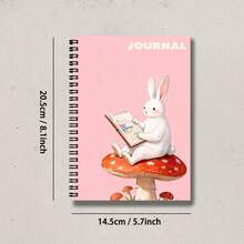 1 pieza Cuaderno A5 con líneas y portada con patrón de conejo relajado leyendo, adecuado para registros de aprendizaje diario, notas diarias del campus y resúmenes después de clase - A5 rayado - Ver 2