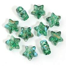 10pcs/Pack Acrylic Pentagram Transparent Splatter Oil Painting Straight Hole Beads 12X13mm, Vintage Translucent With Colorful Dots Exquisite Design, Suitable For Making Chinese Style Bracelets, Pendants, Keychain Charms Handmade DIY Accessories Materials - Splatter Star - View 13