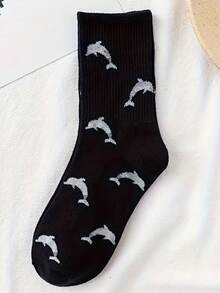 1 Pair Unisex Men's Orca Ocean Creature Pattern Socks, Winter Casual Soft Skateboard Non-Slip Socks - Multicolor - View 12
