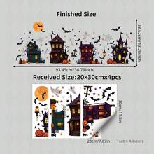 1/3/4 Sheets Halloween Window Decals Set - Spooky Haunted Houses, Pumpkins & Ghosts, Static Cling Stickers For Home & Party Glass Decorations - Multicolor - View 4