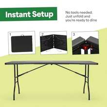 Folding Table With Handle Heavy-Duty Foldable Table Portable Table For Indoor And Outdoor Use Perfect For Events, Camping, Parties, Dining And More - Black - View 7