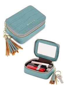 FOREVER MIYIN 1pc Crocodile Pattern Mini Cosmetic & Jewelry Storage Box, Built-In Mirror And Keychain, Zipper Closure, Lipstick Storage Bag, Cosmetic Organizer, Portable Compact Travel Makeup Bag, Suitable For Women's Daily Use, Outdoor Travel And Girls' Carry, Valentine's Day Gift, Mother's Gift, Girlfriend Gift - Multicolor - View 17