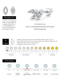 MODIAN 0.3CT Marquise Cut Moissanite Cartilage Ear 925 Sterling Sliver Earrings Heart Screw Stud Earrings For Women Fine Jewelry - Silver - View 5