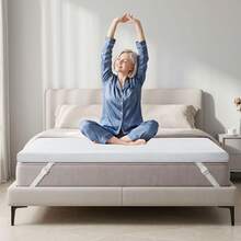 Sour Lemon 7cm/10cm Memory Foam Mattress Topper, 2-Layer Ergonomic Gel Foam Topper With Removable Cover, Breathable & Pressure-Relieving, Non-Slip Bottom - White - View 12