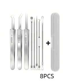 11/8/4/1pc Stainless Steel Blackhead Removal Tool Set Professional Acne Pimple Extractor Tool Suitable For All Skin Types Acne Pimple Removal Tool Set Fragrance-Free Portable Facial Care - Multicolor - View 8