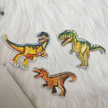 3pcs Fashion Personalized Cartoon Dinosaur Series Patch Creative Cute Tyrannosaurus Rex Iron-On Embroidery Applique Handmade Sewing Minimalist Animal Patch Accessories DIY Clothes Bags Hats Pants Scarves Decoration Fabric Patch Handmade Craft Supplies - 3pcs Dinosaur Patch Embroidery - View 13