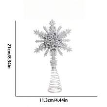 1Pc Glitter Snowflake Star Tree Topper, Spring Coil Base, Shiny Metal Red Gold Silver, Detachable Stand, Durable Non-Fading, Lightweight Easy Hang, Festive Xmas Ornament, Winter Holiday Home Decor, Mantel Desk Front Door Indoor Scene - Christmas - View 11