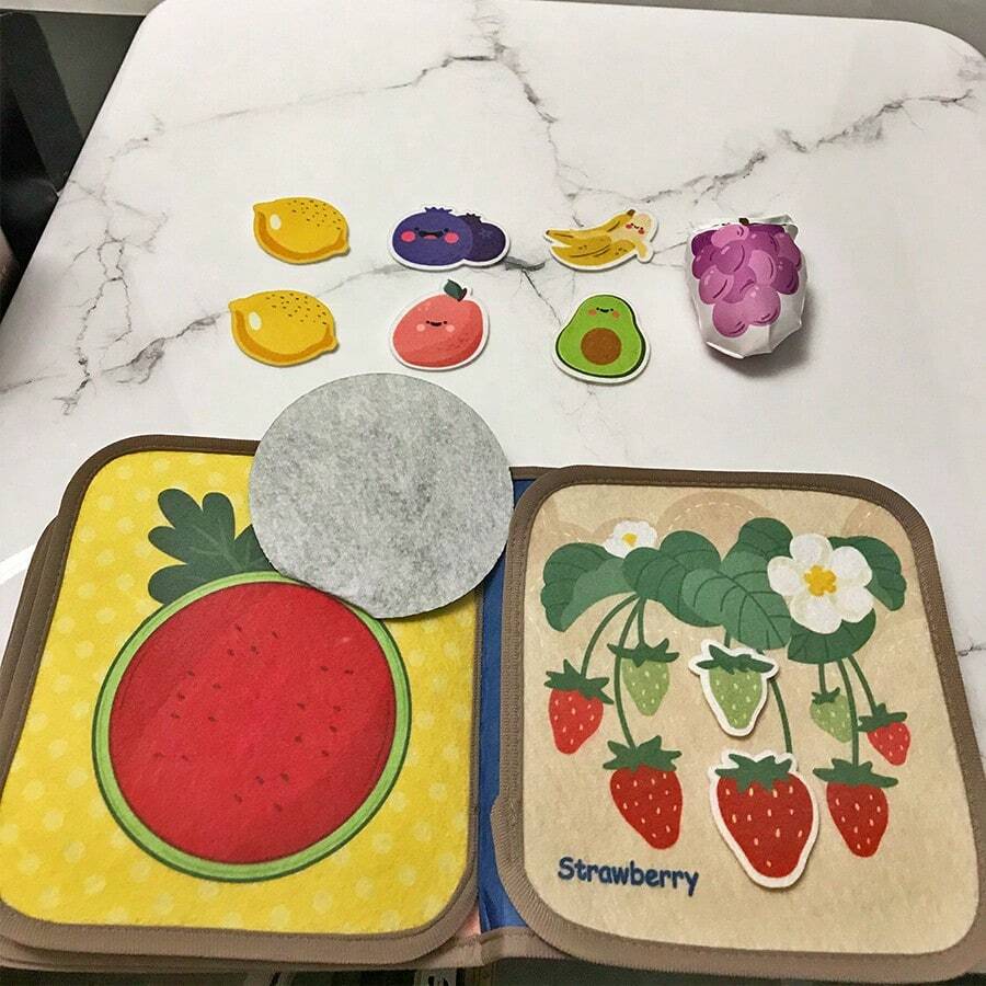 Baby Vegetable & Fruit Early Learning Cognition Books - Baby Toy Gift Touch & Feel Soft Cloth Book Tummy Time Sensory Learning Toy Stroller Toy Christmas Halloween Thanksgiving Gift
