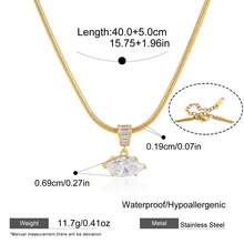 S SHOPBOHO 1件極簡水晶鋯石吊墜項鍊，新娘飾品，高品質不鏽鋼，日常基礎珠寶配件 - 頸鍊 - 查看 7