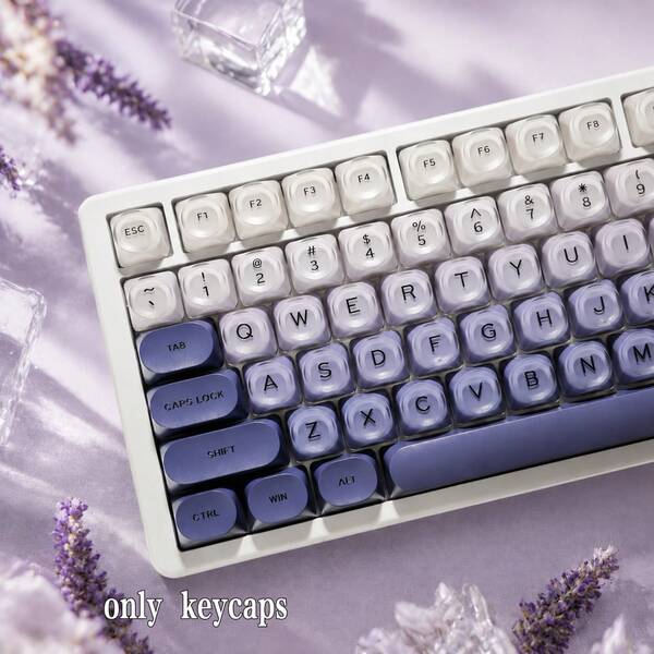 120+ Teclas de Base Líquida Púrpura, Material PC+ABS, Altura HOA, Teclas Púrpura Degradadas, Compatibles con Interruptores Cherry/Gateron MX, Adecuadas para Regalos y Uso Personal, Teclas Intercambiables en Caliente, Teclas Personalizadas, DIY de Teclado, Teclas Personalizadas, Combinación de Escritorio