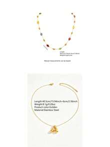 VceTd 1/2PCS Fashion Style Colorful Asymmetric Beaded Necklace/Bubble Shaped Letter Pendant Necklace Stainless Steel Women Necklace Set Suitable For Women Daily Wear Or Party Or Vacation Or Holiday Gift - Yellow Gold - View 9