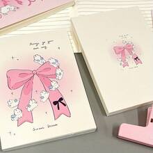 1pc Fashion A5 Blank Notebook, Bow And Rabbit Pattern, Highly Attractive Girly Design, Thickened Sketchbook For Students, Suitable For Notes, Drawing Or Doodling, Learning Supplies, Office Stationery - Multiple Styles - View 5