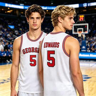 Men's White EDWARDS #5 Holy Spirit High School Basketball Jersey, Letter Embroidered Basketball Tank Top, Fan Gift