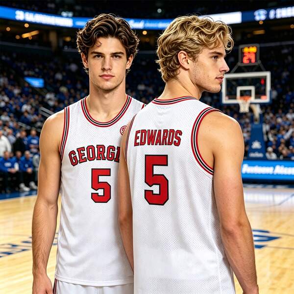 Men's White EDWARDS #5 Holy Spirit High School Basketball Jersey, Letter Embroidered Basketball Tank Top, Fan Gift Sports