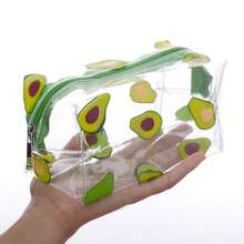 1pc Aesthetic Fruit Print Transparent PVC Pencil Case, Large Capacity Zipper Stationery Pouch, Portable Desk Storage Bag, Durable School Office Organizer, Back To School Supplies‑KOUZIO - Transparent Fruit Print - View 4