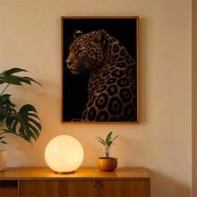 1pc Golden Leopard Luxury Canvas Poster Dark Animal Cheetah Wall Art Print Minimalist Girly Room Aesthetic Decor Fashion Paintings Suitable For Living Room Bedroom Bathroom Home Office Dorm Halloween Christmas Decor Picture Gift Optional Frame - Multicolor - View 3