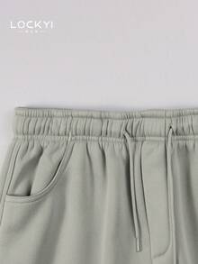 1pc Men's Spring/Autumn American Street Style Minimalist Structured Wide Leg Casual Long Pants - Grey - View 3