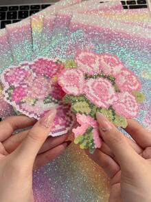 3pcs/Set - Thick Textured Perler Bead Ironing Paper, Rainbow Glitter Fabric Ironing Sheet, Heat-Resistant And Reusable, Suitable For DIY Perler Bead Art And Crafts - 3 Colors, 1 Set - View 4