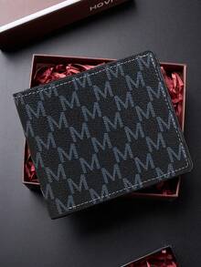 Fashionable Men's Short Wallet, Letter Print Design, Ultra-Thin Multi-Compartment Portable Men's Wallet, Men's Front Pocket Wallet, Coin Purse, Minimalist Card Holder, Student Wallet, Young Men's Wallet, Men's Gift - Black - View 4