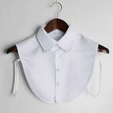 1pc Classic Women's Professional Student Versatile Pointed Collar Denim Cotton Fabric Detachable Collar - White - View 3