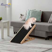 PawHut Pet Ramp For Bed And Couch, Foldable, 90 Cm, Black + Natural Wood | Pet Ramp, Wooden Ramp, 4 Adjustable Heights From 26 To 61 Cm, Non-Slip Pad, Dog Stairs, For Large Dogs Under 40 Kg - Black - View 11