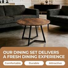 110*110*75cm MDF Top Table With Metal Leg Dining Table - 棕色 - 查看 4