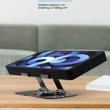 Adjustable Alloy Tablet Stand, Black Silver 360° Rotating, Non-Slip Stable Base, Foldable, Easy To Store And Carry, Suitable For 4-13 Inch Tablet Devices, Desktop Tablet Alloy Stand Foldable Rotating Portable Height Adjustable Cooling Stand - View 6