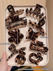 10pcs Leopard Print Flower Hair Clips, Girls Hair Accessories, Party Holiday Gift, Daily Updo Hair Claw - Multicolor - View 3