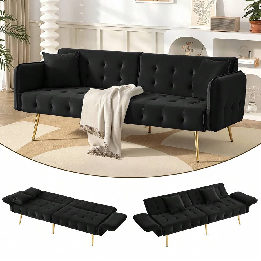 Sofa Bed Frame Green 178 X 82 X 70 Cm - Black 2 Seat - View 1