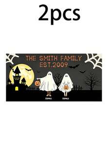Custom Ghost Family Tabletop Sign, Spooky Halloween Room Desk Decor, Personalized Name Plaque For Shelf Mantel, Haunted House Accent, Customized Holiday Decoration, Customizable Name Family Gift, Room Decor, Halloween Gift, Gift For Family And Friend - Style a - View 15