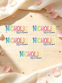 Customized Name Stickers, Personalized Stickers, Waterproof And Scratch-Resistant, Hollow Effect, Suitable For Cups, Personal Items, Lunch Boxes, Books, Computers, Phones, Coffee Mugs, Phone Cases, Ceramic Cups, Water Bottles, Holographic - Multicolor - View 8