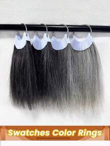30Pcs/Set Grey Hair Color Rings Real Human Hair Charts Swatches Testing Color Samples For Salon Hairdresser Dyeing Practice Tool - Multicolor - View 1