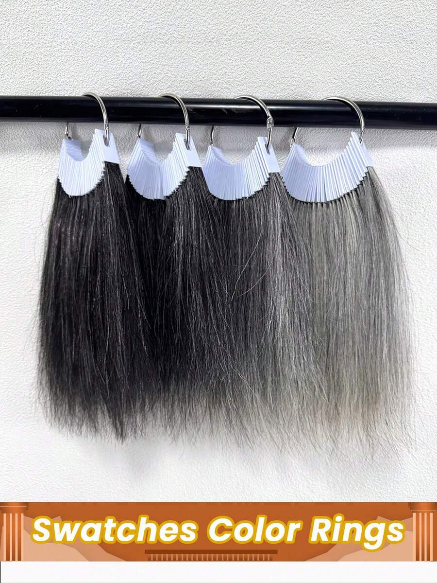 30Pcs/Set Grey Hair Color Rings Real Human Hair Charts Swatches Testing Color Samples For Salon Hairdresser Dyeing Practice Tool - Multicolor - View 1