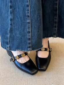 Comfortable Fashion Women's Pointed Toe Chunky Heel Pumps - Black - View 6