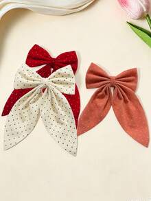 6pcs Girls Vintage Polka Dot Fabric Bow Hair Clips, Suitable For Commuting, Shopping, Fits Half-Up, Ponytail, Loose Hair, Sweet Atmosphere Hair Accessories - Multicolor - View 8