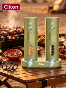 CLITON Premium Electric Salt Pepper Grinder, One‑Hand Auto Mill W/ LED Light & Lit Charging Base, Built‑In 300mAh Lithium Battery, 3 Options: Single Unit, 2‑Pack, Charging Base Gift Set, Kitchen Gadget, New Year & Kitchen Gift, Housewarming Holiday Present - Multicolor - View 9