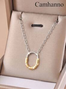 Camhanno 1 buah Kalung Cincin Oval Sederhana Terbuat dari Baja Tahan Karat Berlapis Emas 18K, Tersedia dalam Berbagai Gaya untuk Aksesori Harian Wanita - MultiWarna - View 13