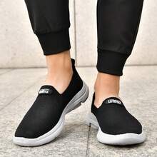 1 Pair Black Casual Fabric Loafers, Suitable For Outdoor & Indoor Wear All Seasons - Black - View 8