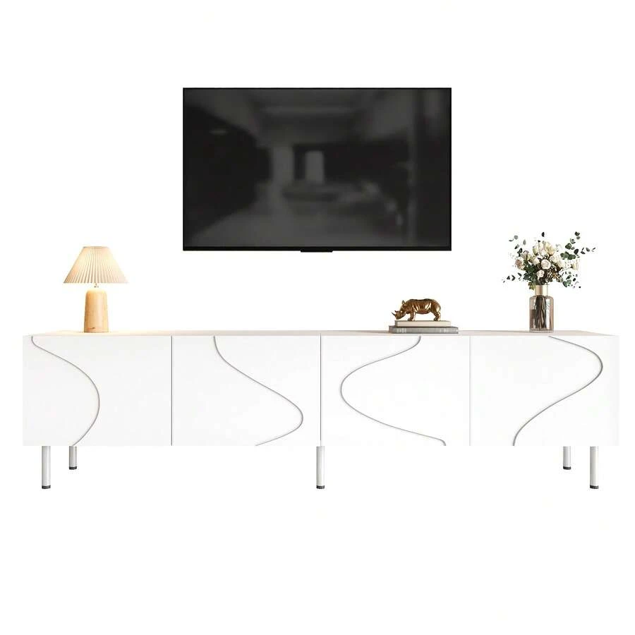TV Stand White - Lowboard With Drawers - Storage Space For Television - 白色 - 查看 1