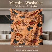 Autumn Harvest Throw Blanket, Watercolor Pumpkin Sunflower Maple Leaf Wheat Berry Pattern Flannel Blanket, Super Soft Lightweight Decorative Plush Blanket, Suitable For Sofa, Armchair And Bed, Thanksgiving And All Year Round, Create Cozy Home Atmosphere - Multicolor - View 7