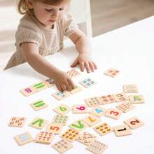 Children's Wooden 36-Piece Number Matching Puzzle, 1-10 Number Recognition Matching, Size Comparison, Addition And Subtraction Operation Puzzle, Suitable For Boys And Girls 3 Years Old And Above, Math Enlightenment Home Teaching Tool - Multicolor - View 3